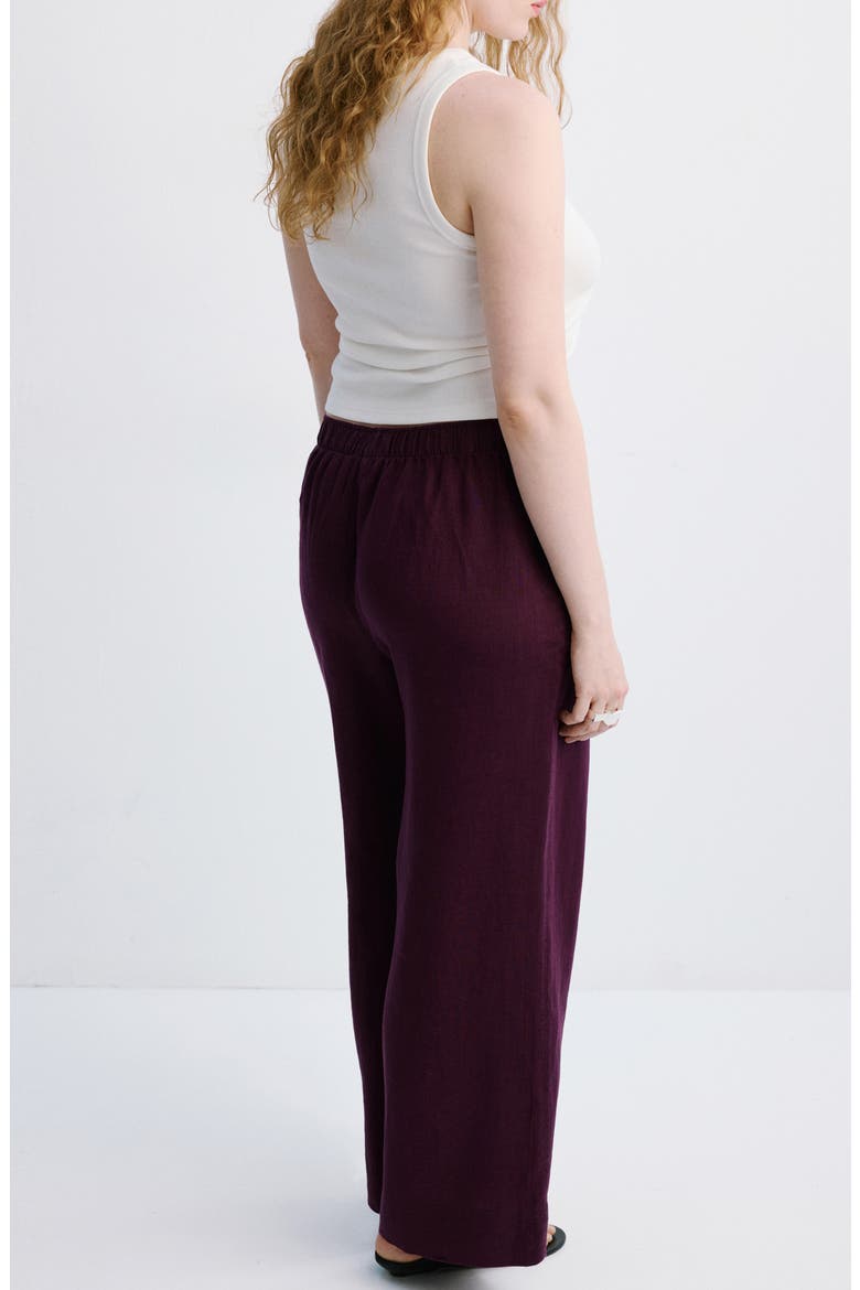Straight Leg Linen Blend Pants, Alternate, color, PLUM