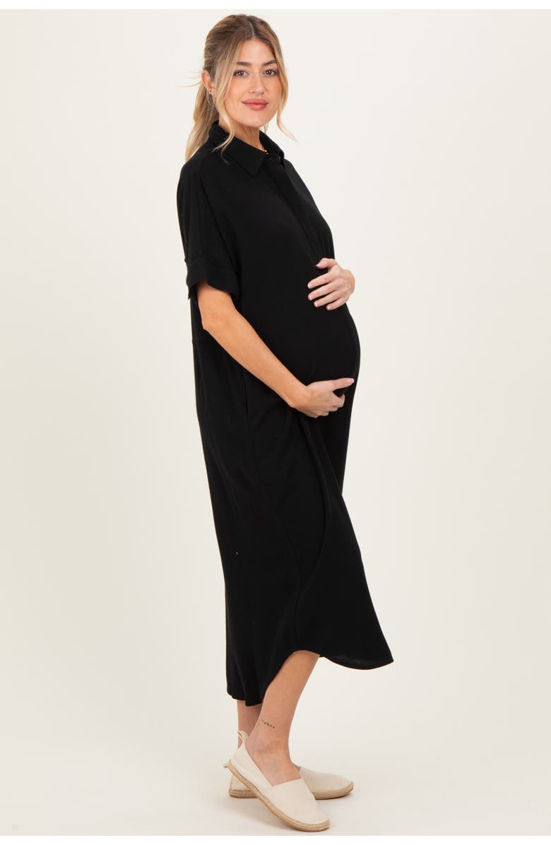 PinkBlush Button Down Midi Shirt Dress, Alternate, color, Black