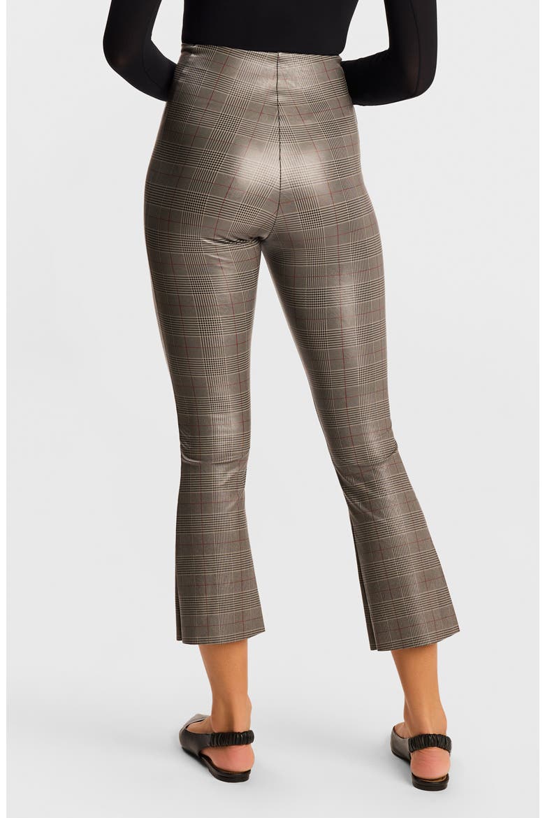 Plaid Faux Leather Crop Pants, Alternate, color, GREY GLEN PLAID