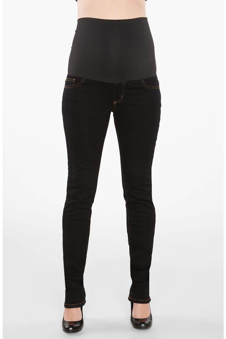 Straight Leg Stretch Maternity Jeans, Alternate, color, BLACK