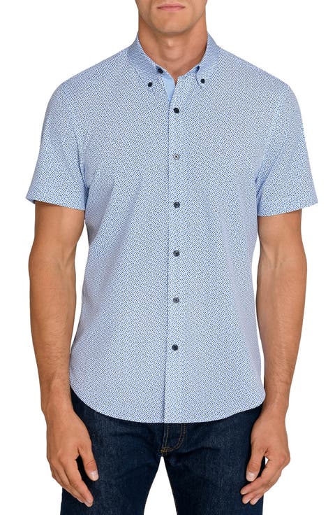 Geometric Short Sleeve Button-Down Shirt