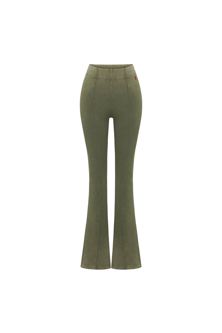 Cotton Acid Washed Flare Sweatpant, Main, color, Chino Green