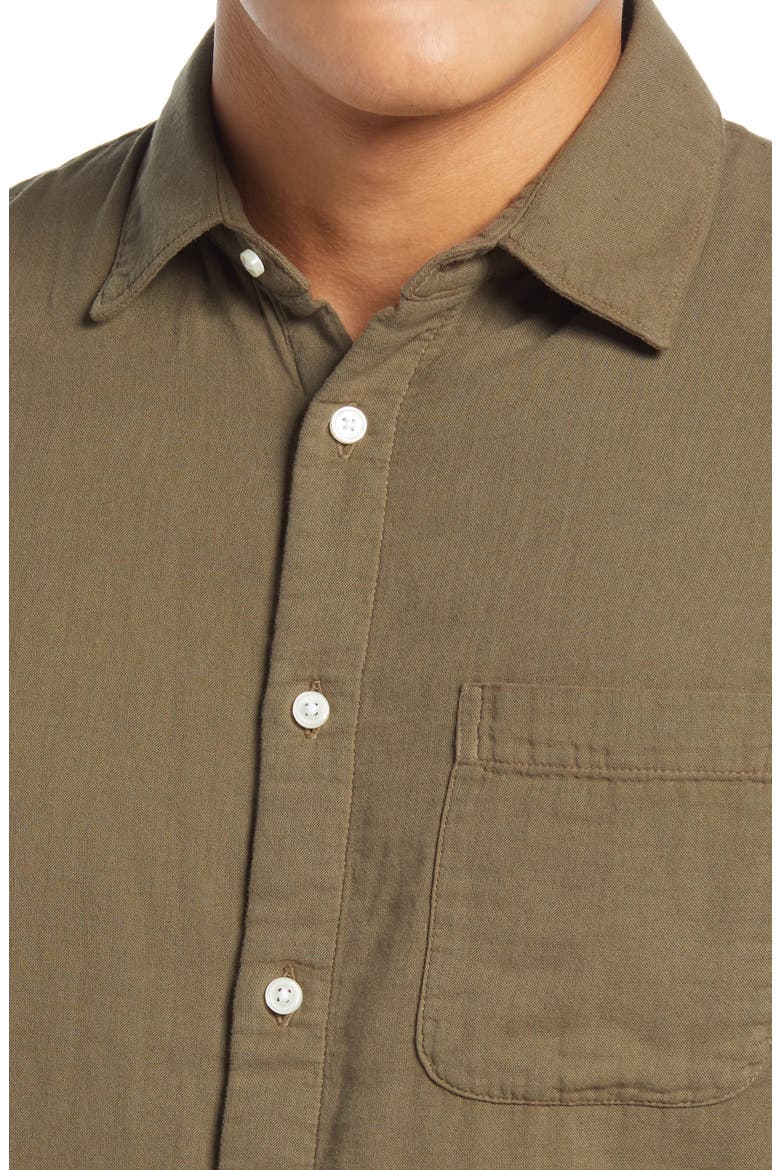 Slim Fit Double Gauze Organic Cotton Button-Up Shirt, Alternate, color, MILITARY GREEN