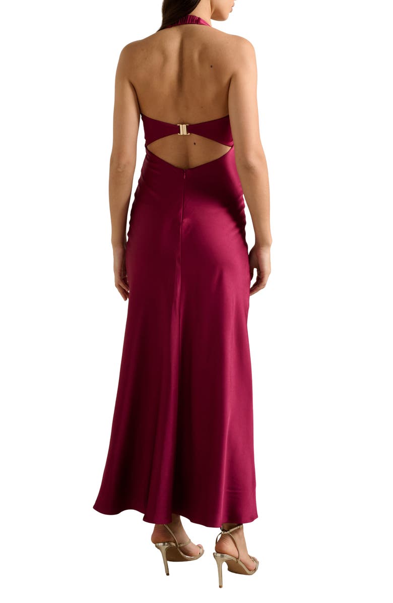 Ever New April Open Back Maxi Halter Gown, Alternate, color, Light Berry