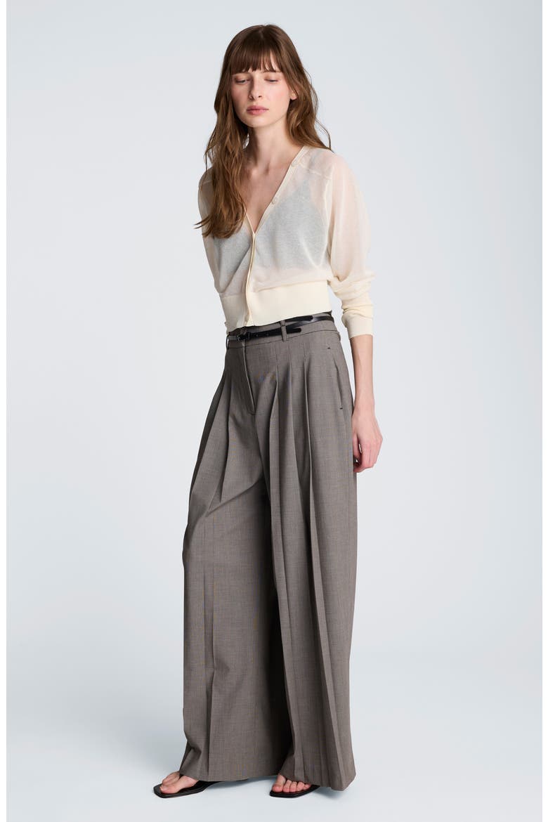 Double Pleat High Waist Wide Leg Pants, Alternate, color, BLACK/ OYSTER