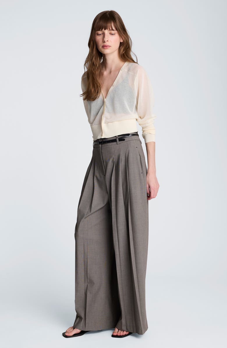 Kenneth Cole Double Pleat High Waist Wide Leg Pants, Alternate, color, Black/ Oyster