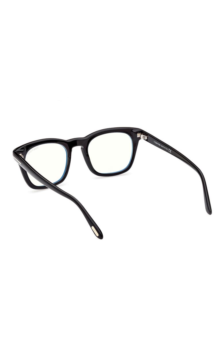 50mm Square Blue Light Blocking Glasses, Alternate, color, SHINY BLACK