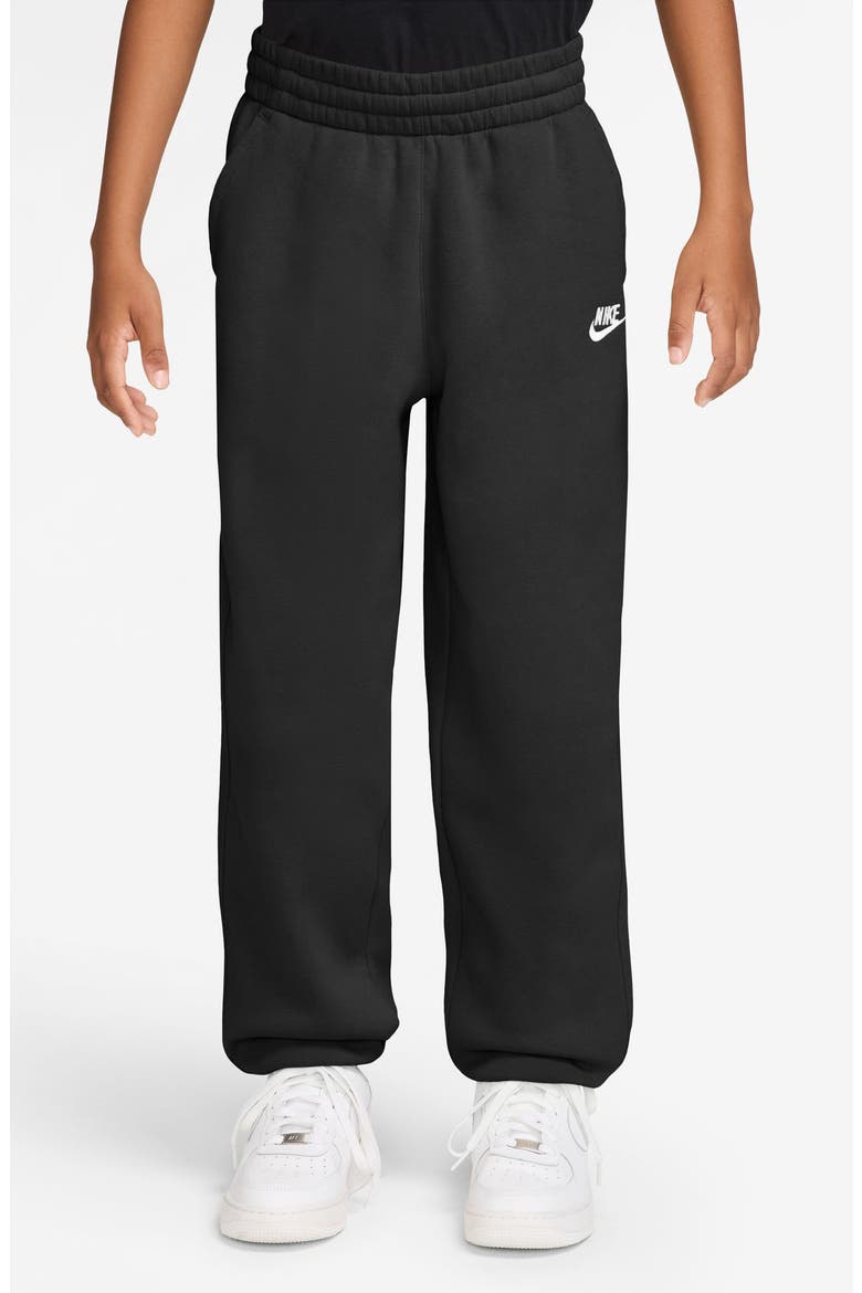 Kids' Sportswear Loose Fit Fleece Pants, Main, color, 010 BLACK/WHITE