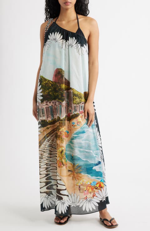 Copacabana Beach One Shoulder Maxi Dress