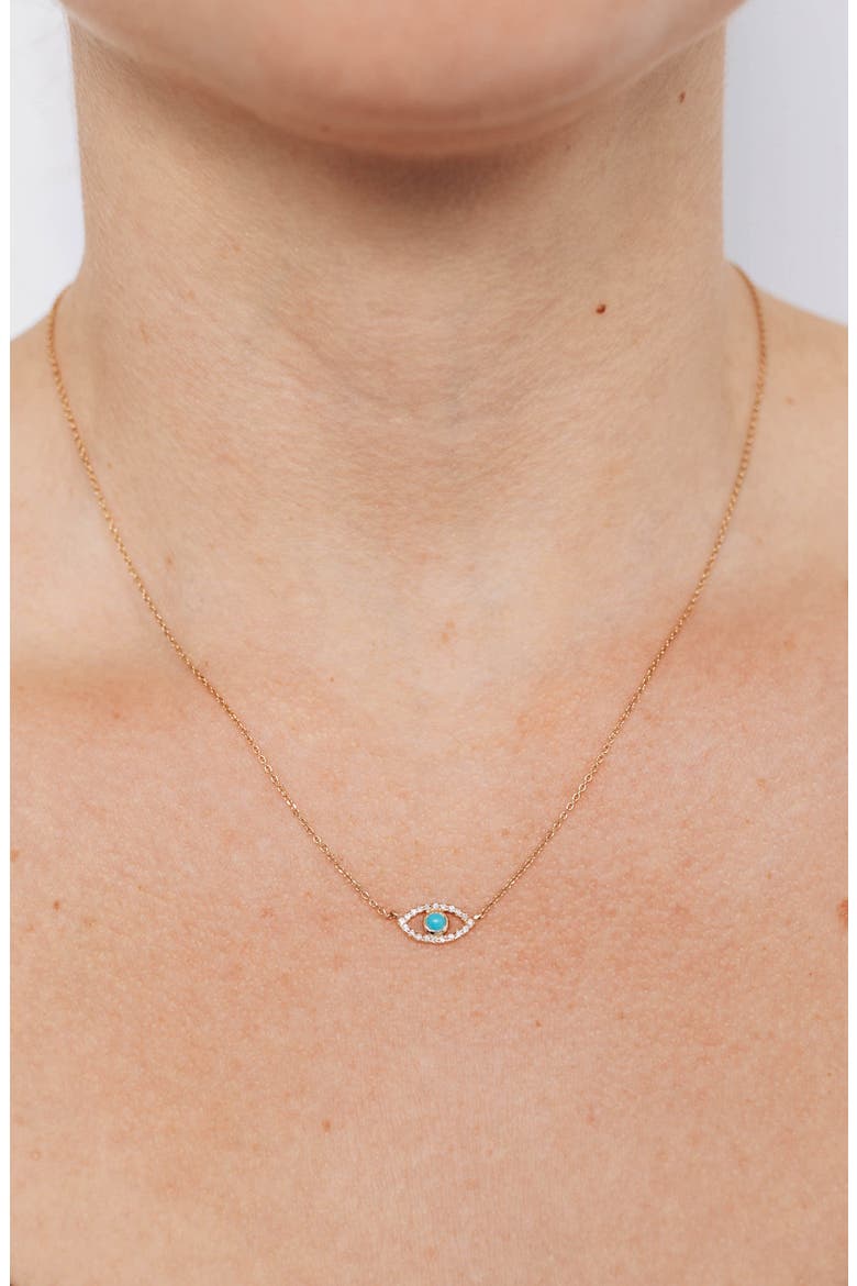 Evil Eye Turquoise & Diamond Pendant Necklace, Alternate, color, BLUE