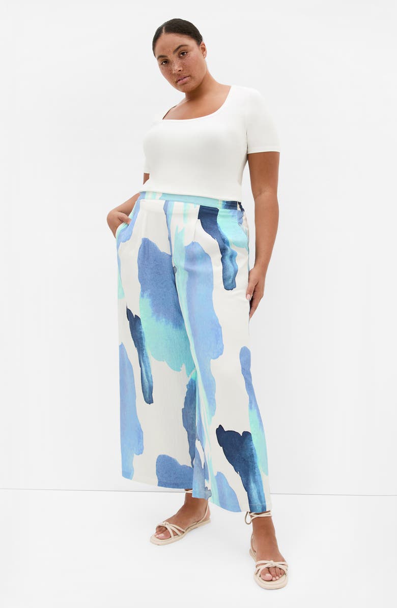 City Chic Surface Level Print Wide Leg Pants, Alternate, color, 