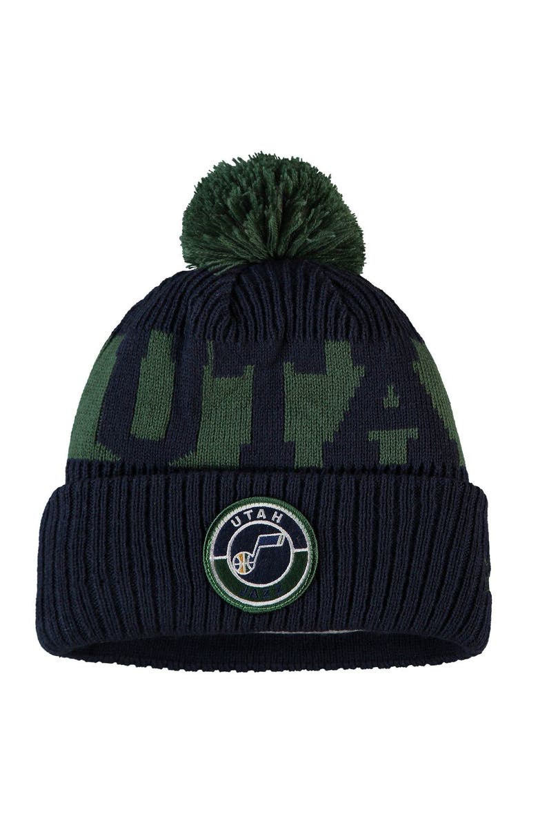 New Era Men's New Era Navy Utah Jazz Sport Logo Cuffed Knit Hat with Pom, Main, color, 
