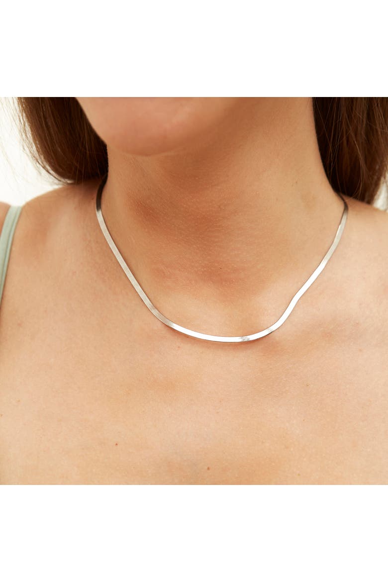 Bold Herringbone Sterling Silver Flat Snake Chain Necklace, Alternate, color, Silver