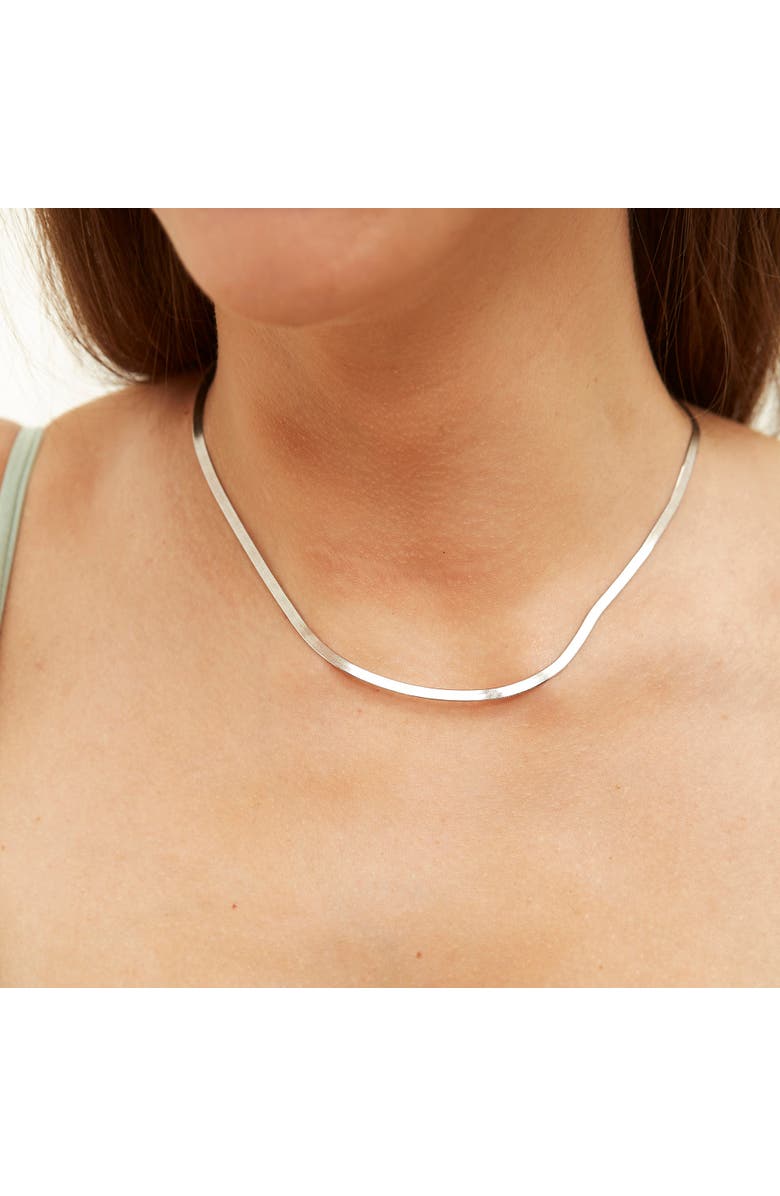 Spero London Bold Herringbone Sterling Silver Flat Snake Chain Necklace, Alternate, color, Silver