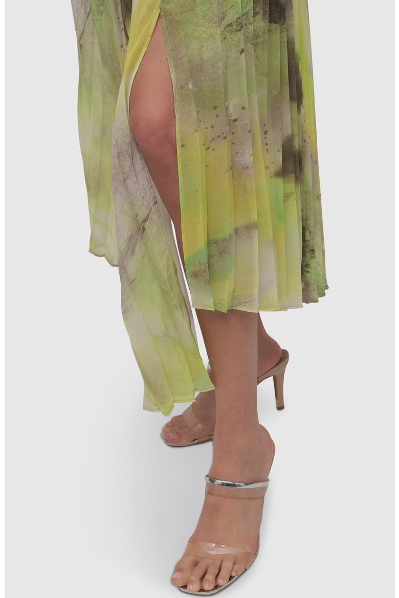 Print Pleated Asymmetric Midi Skirt, Alternate, color, WATERCOLOR