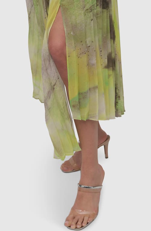 Dkny Print Pleated Asymmetric Midi Skirt In Watercolor