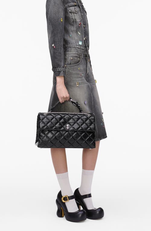 Marc Jacobs The Xl Dual Chain Diamond Quilted Convertible Leather Shoulder Bag In Black