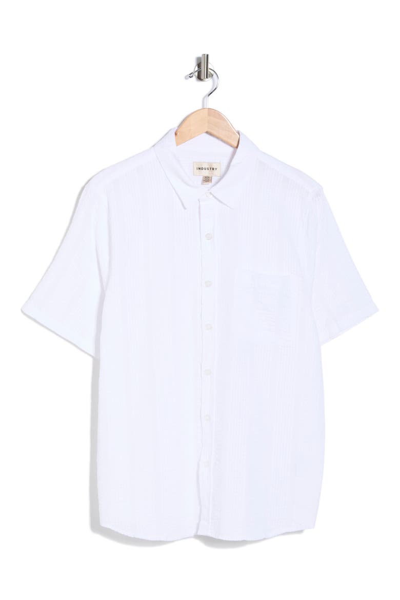 Short Sleeve Seersucker Shirt, Alternate, color, WHITE