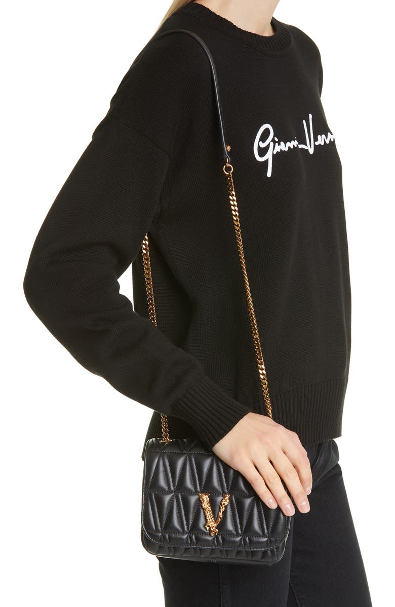 Versace Virtus Quilted Evening Bag, Alternate, color,