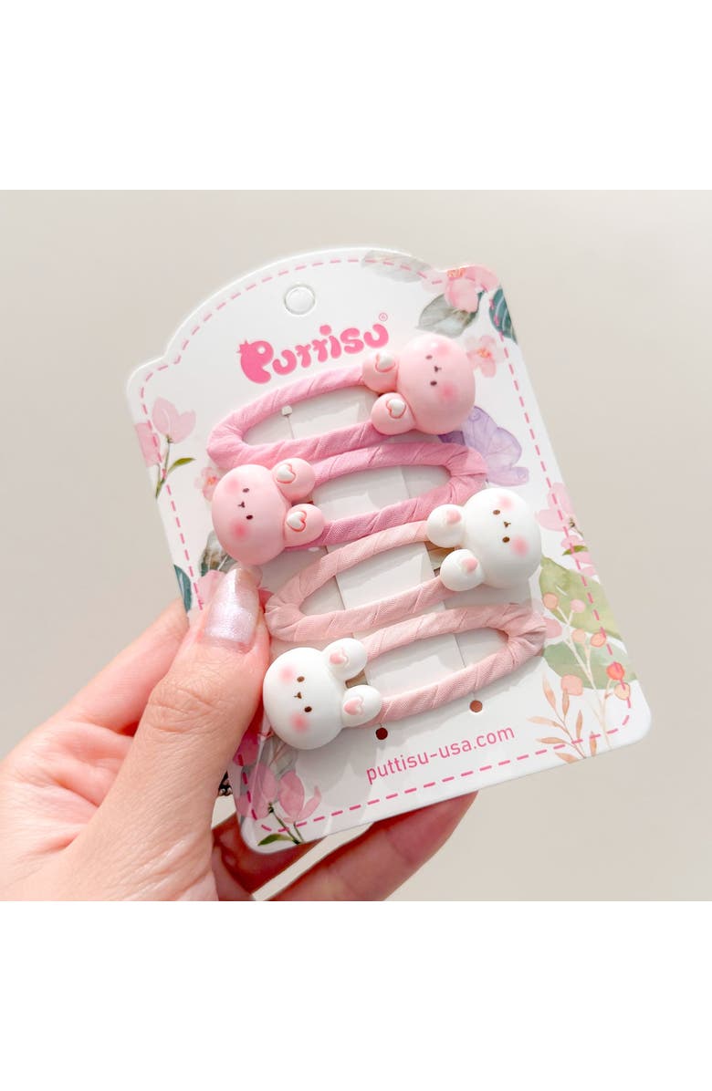 Puttisu Bunny Hug Hair Clip Set of 7 Baby, Alternate, color, Baby Pink & Pastel Pink