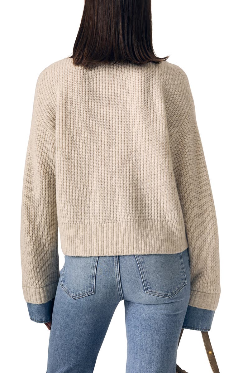 LE JEAN Harvey Mixed Media Sweater, Alternate, color, Superlight Denim/ Oatmeal