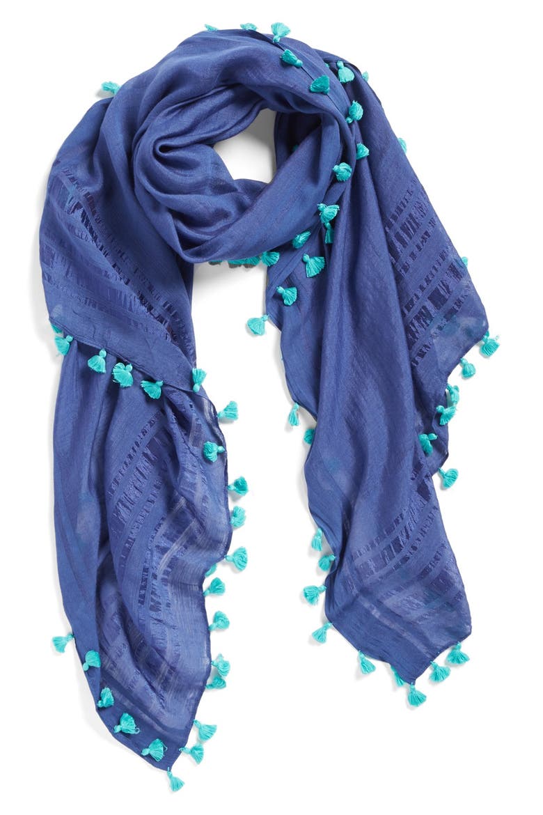 Tassel Scarf, Main, color, BLUE