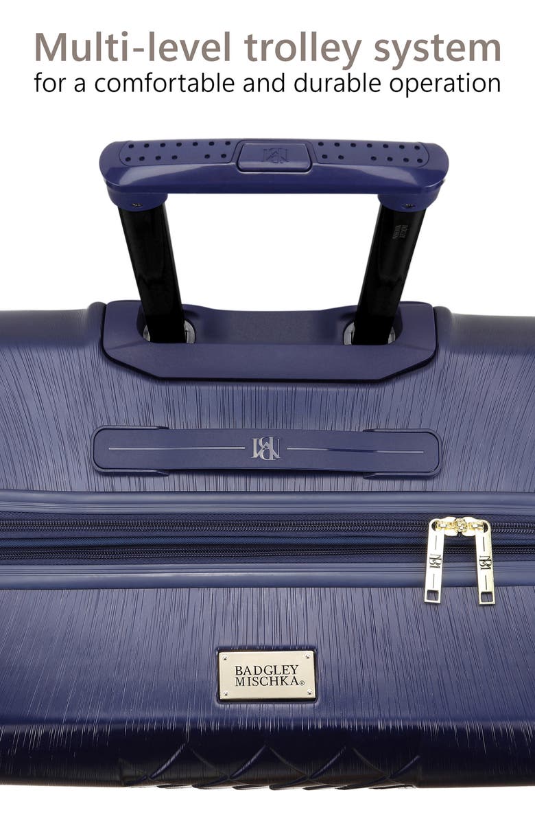 Badgley Mischka Collection Three-Piece Diamond Hardside Spinner Luggage Set, Alternate, color, Navy