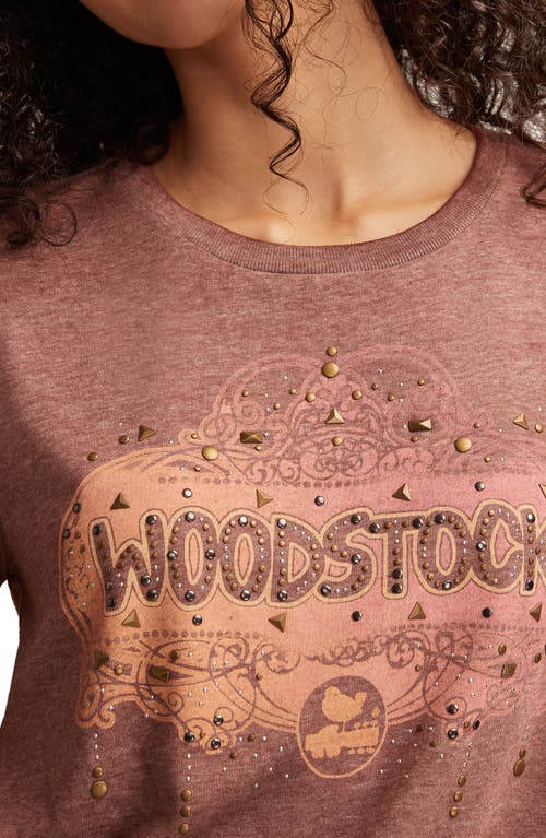 Lucky Brand Woodstock Embellished Graphic T-shirt In Brown