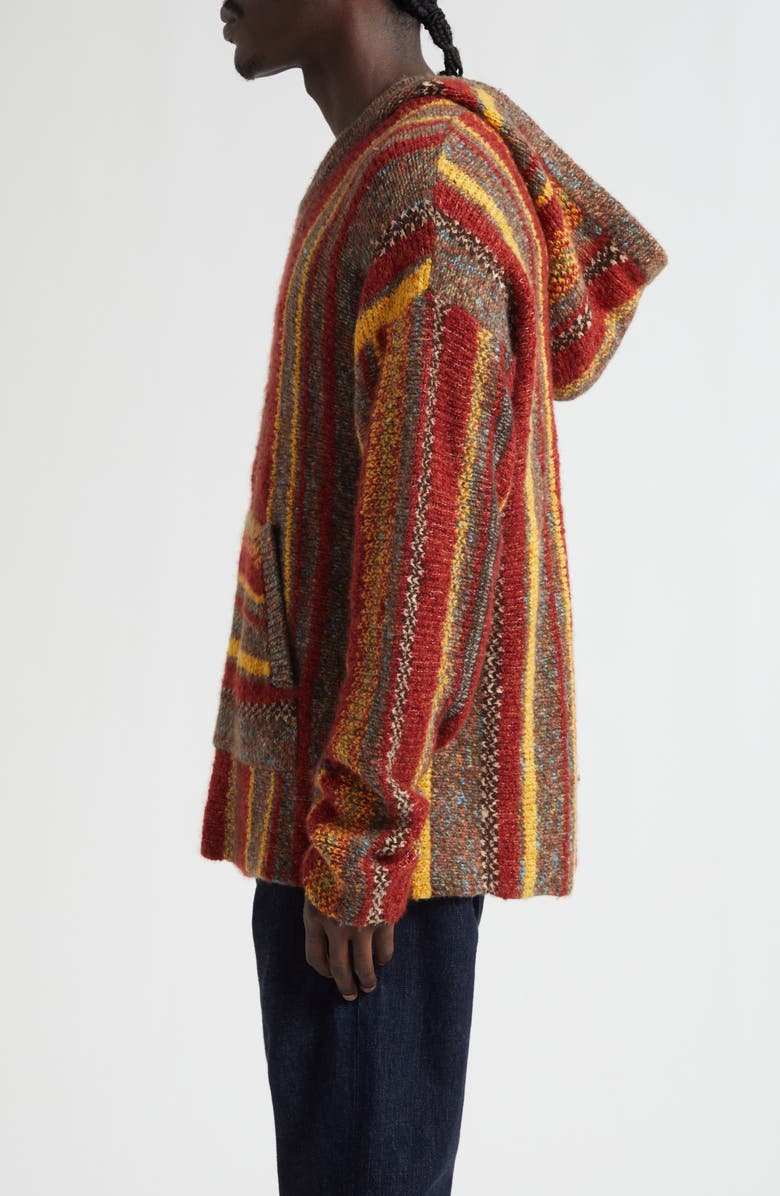 The Elder Statesman Cabin Stripe Baja Cashmere Blend Hoodie Sweater, Alternate, color, Cabin Stripe Multi