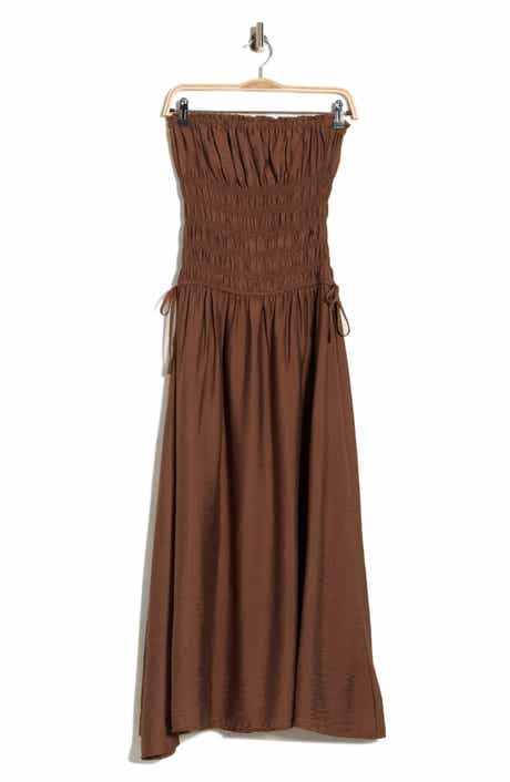 Blu Pepper Strapless Satin Midi Dress