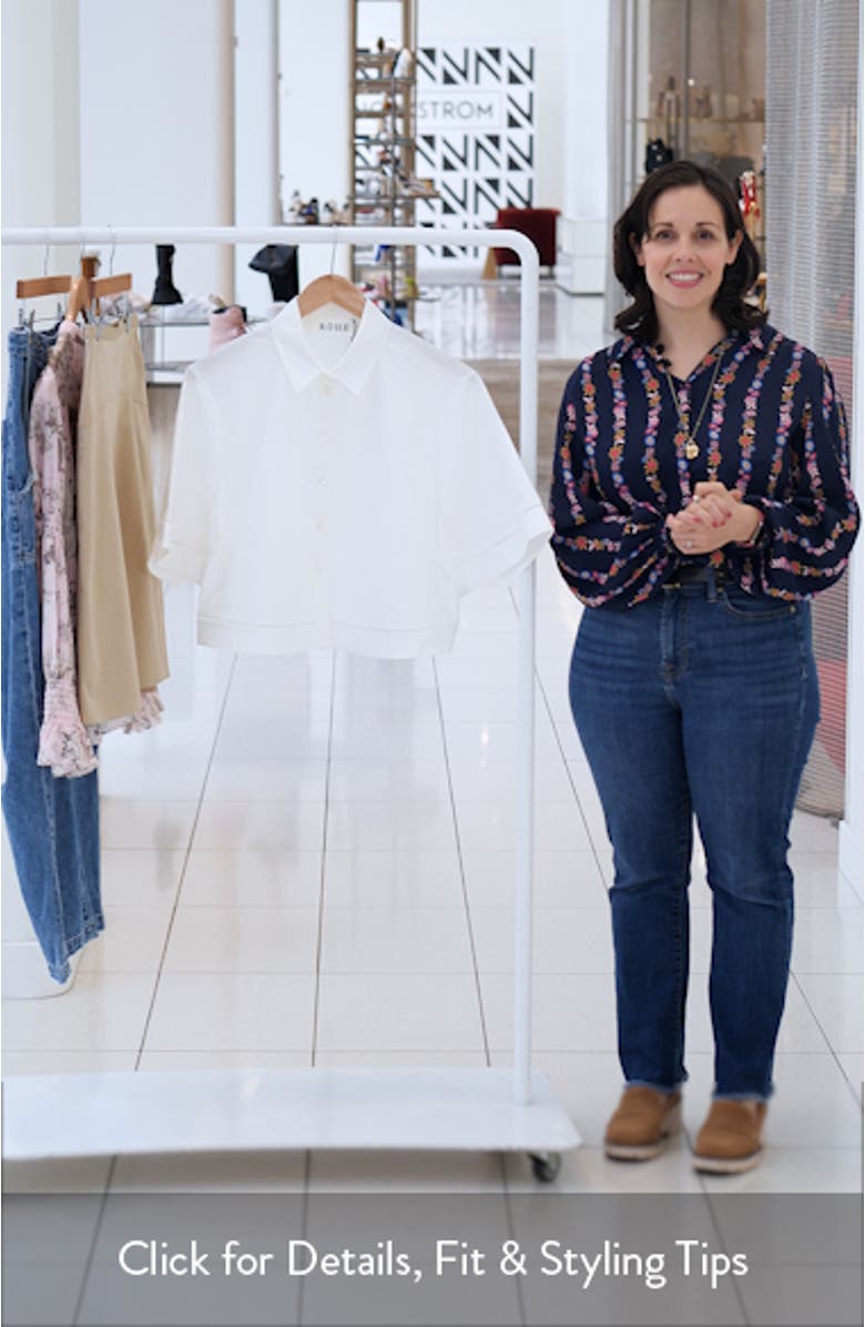 Ladder Stitch Inset Cotton Button-Up Shirt, sales video thumbnail