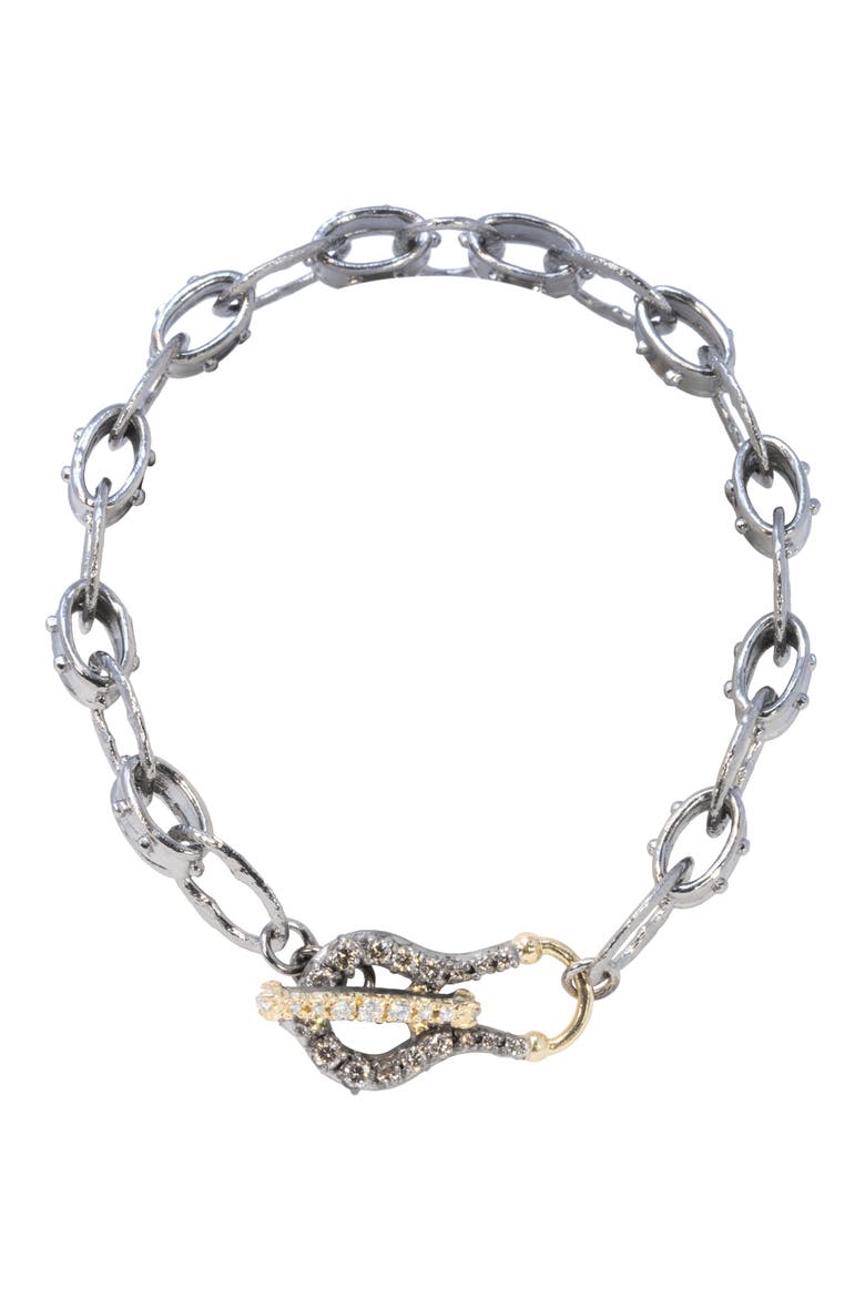 Pavé Diamond Toggle Link Bracelet, Main, color, SILVER/ GOLD