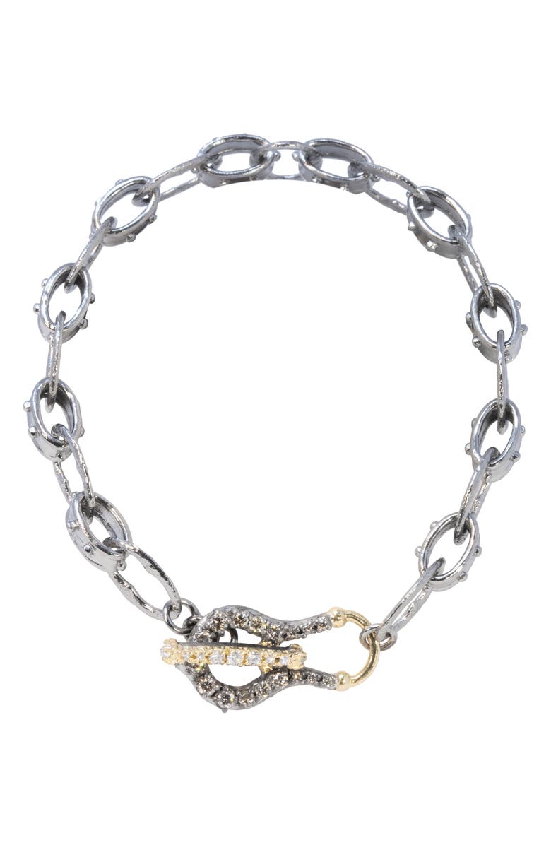 Armenta Pavé Diamond Toggle Link Bracelet, Main, color, Silver/ Gold
