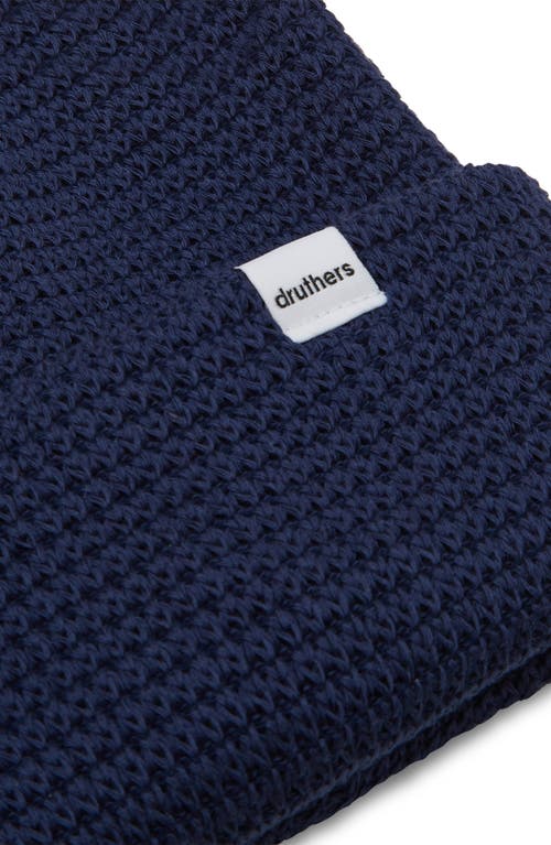 Druthers Nyc Organic Cotton Waffle Knit Beanie In Navy