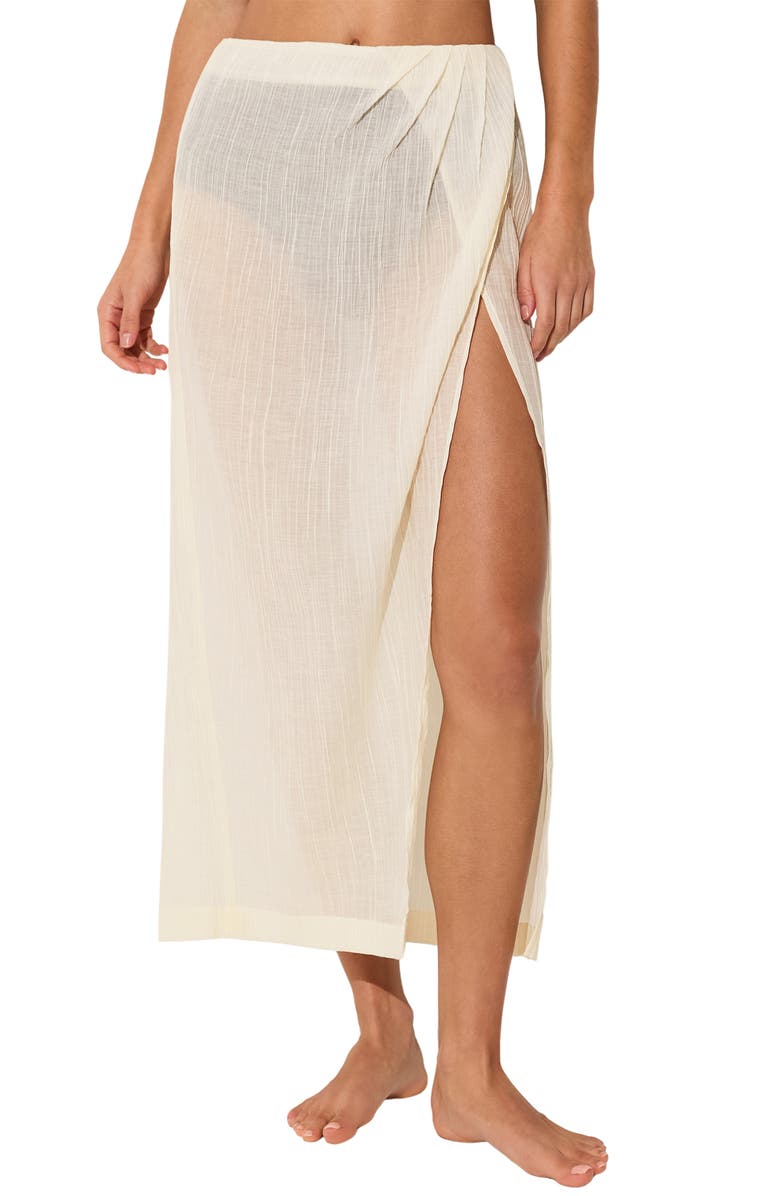 Reiss Rosa Semisheer Cotton Blend Cover-Up Skirt, Main, color, Neutral