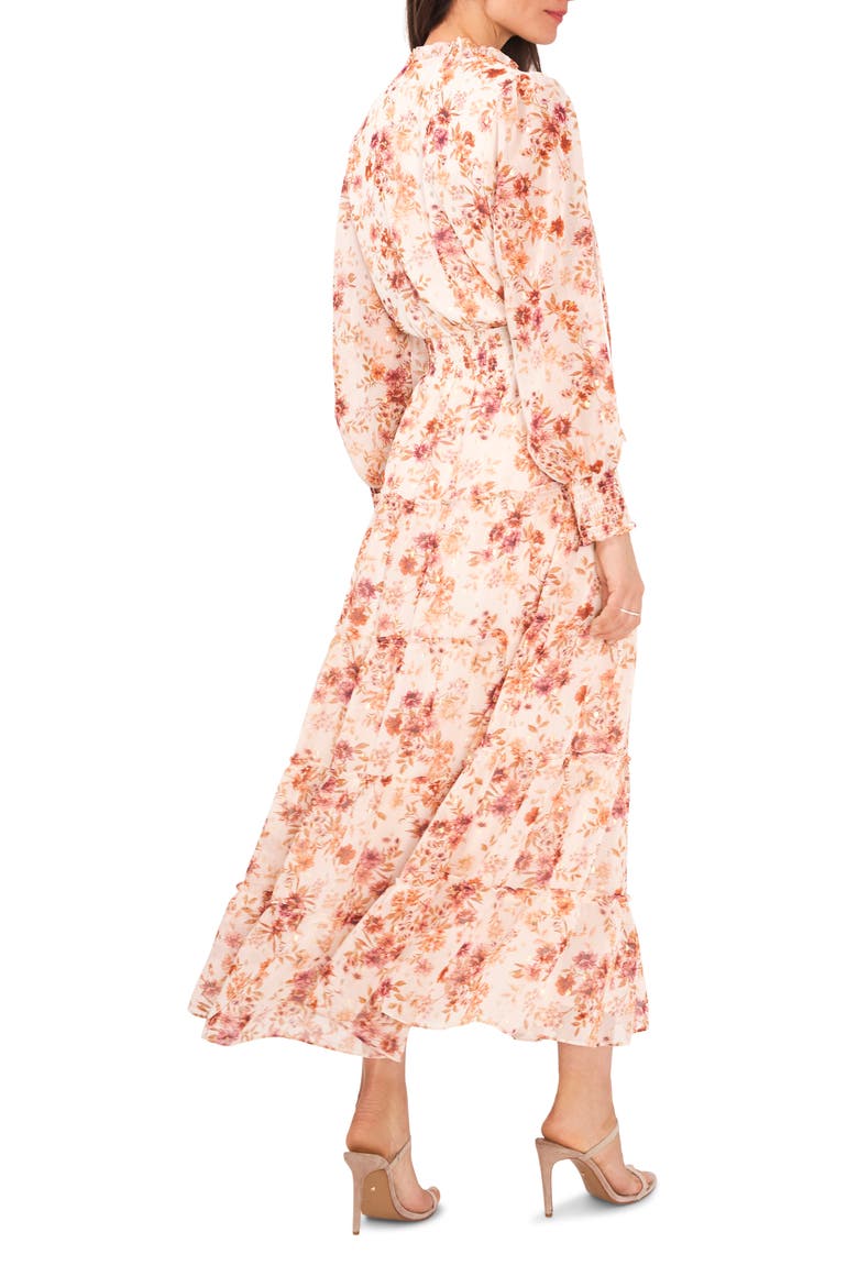 Smocked Long Sleeve Maxi Dress, Alternate, color, CREAM/ MULTI