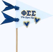 Color Shout Phi Sigma Sigma Heart Stud Enamel Earrings on Sorority Pennant Flag