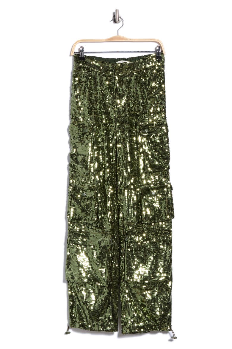 Olympia Sequined Cargo Pants, Main, color, DARK OLIVE