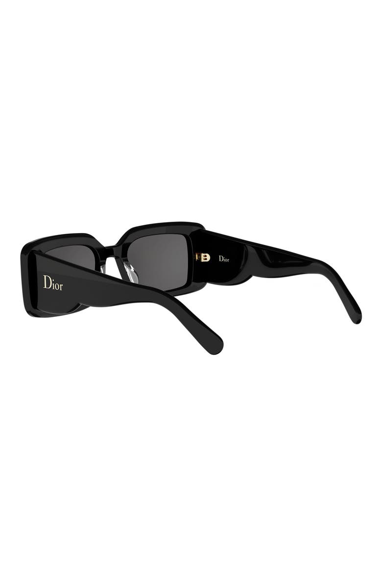 DiorLuckyCharms S1I Rectangular Sunglasses, Alternate, color, SHINY BLACK / SMOKE