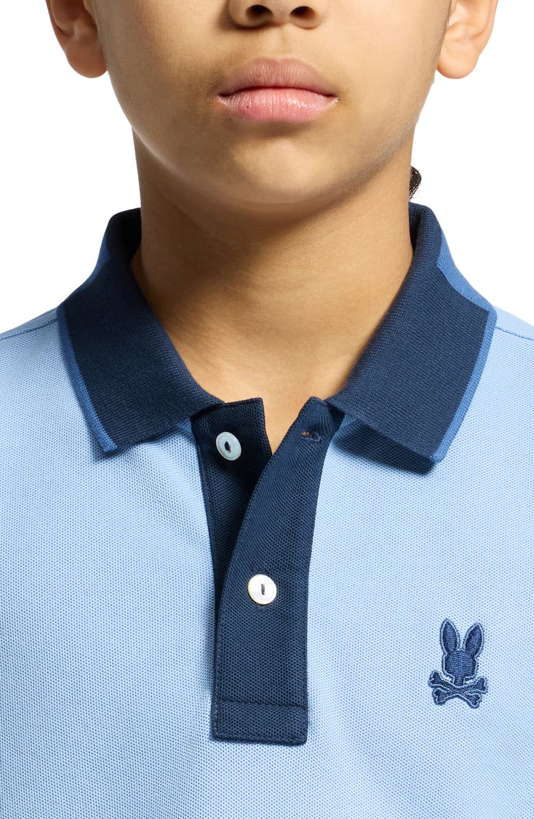 Psycho Bunny Kids' Thatcher Cotton Pique Polo, Alternate, color, Serenity