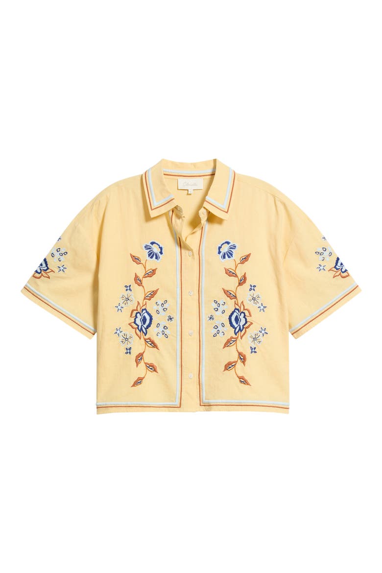 Wynona Floral Embroidered Cotton & Linen Top, Alternate, color, IMPALA