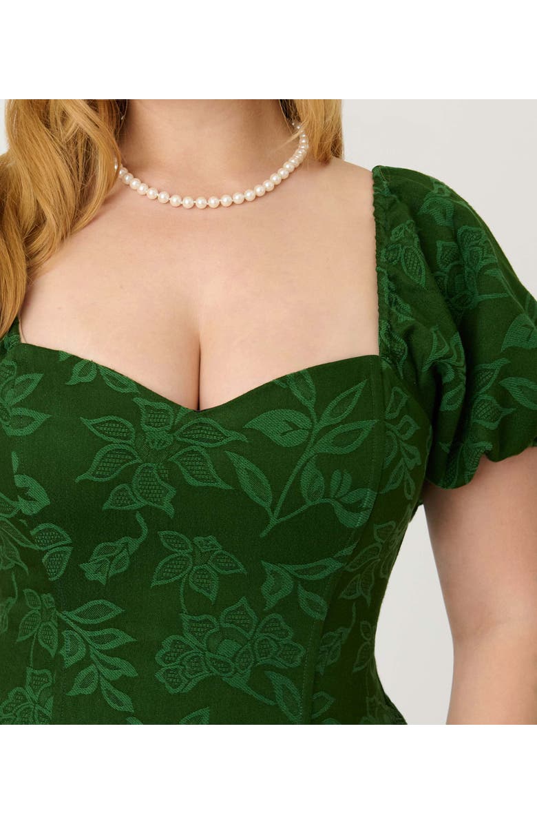 Smak Parlour Puff Sleeve Swing Dress, Alternate, color, Green Floral