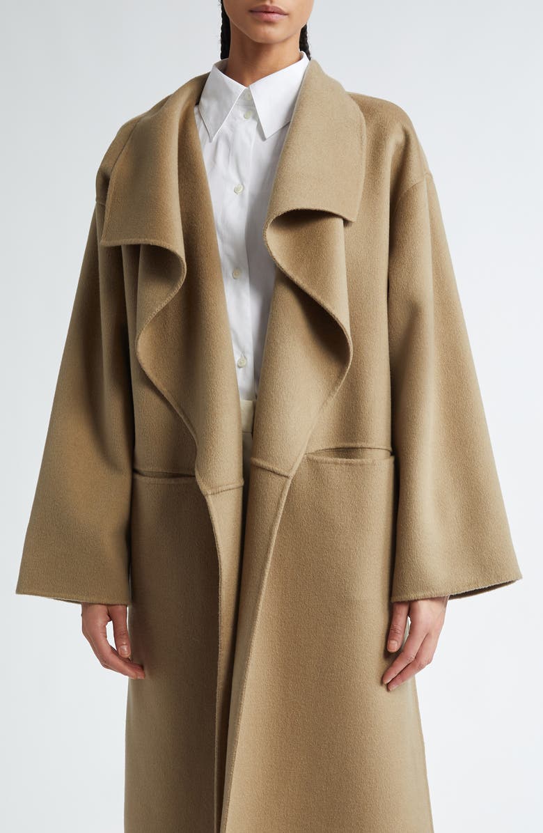 TOTEME Oversize Signature Two-Tone Wool & Cashmere Coat, Alternate, color, Truffle