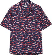 Moncler Logo Shark Cotton Camp Shirt