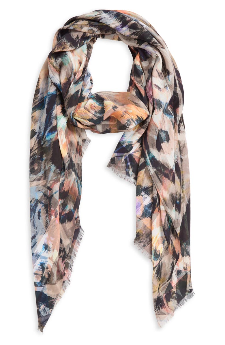 AllSaints Abstract Print Fringe Scarf, Alternate, color, 