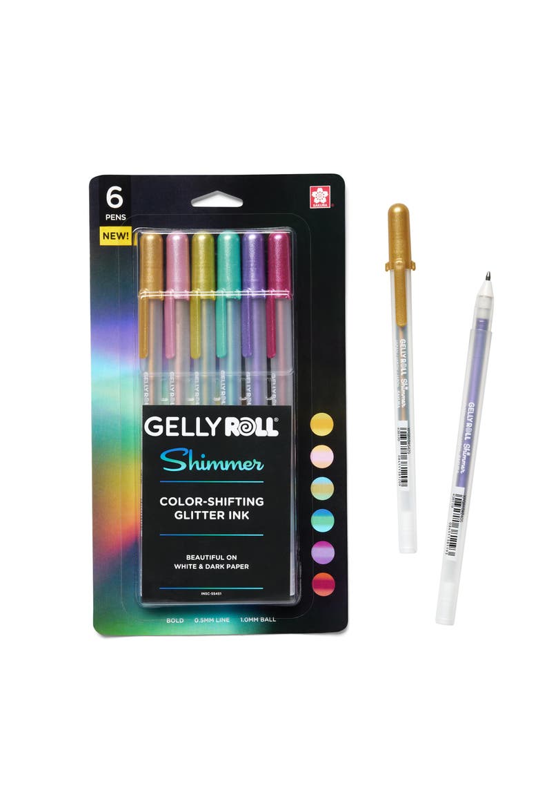 Gelly Roll Shimmer Gel Ink Pen, Bold Tip, Assorted, 6 Count., Main, color, Multicolor