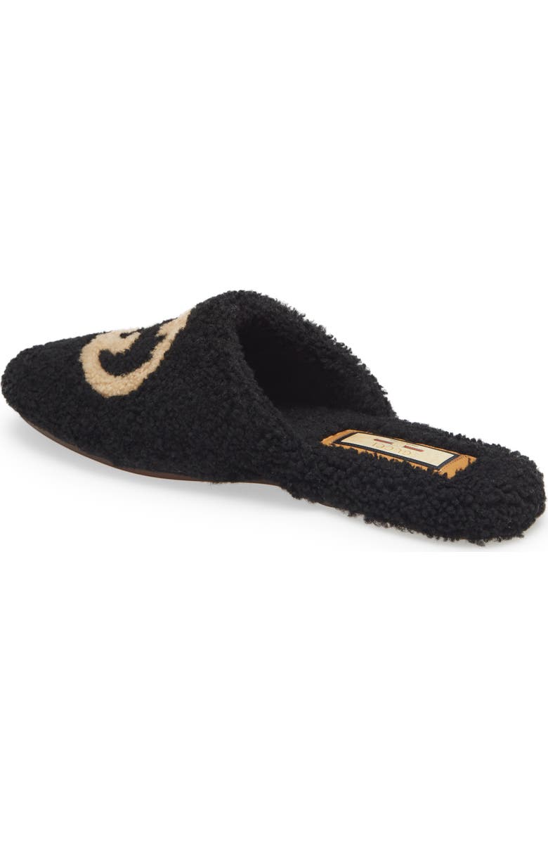 Gucci Flamel Logo Faux Shearling Slipper, Alternate, color,