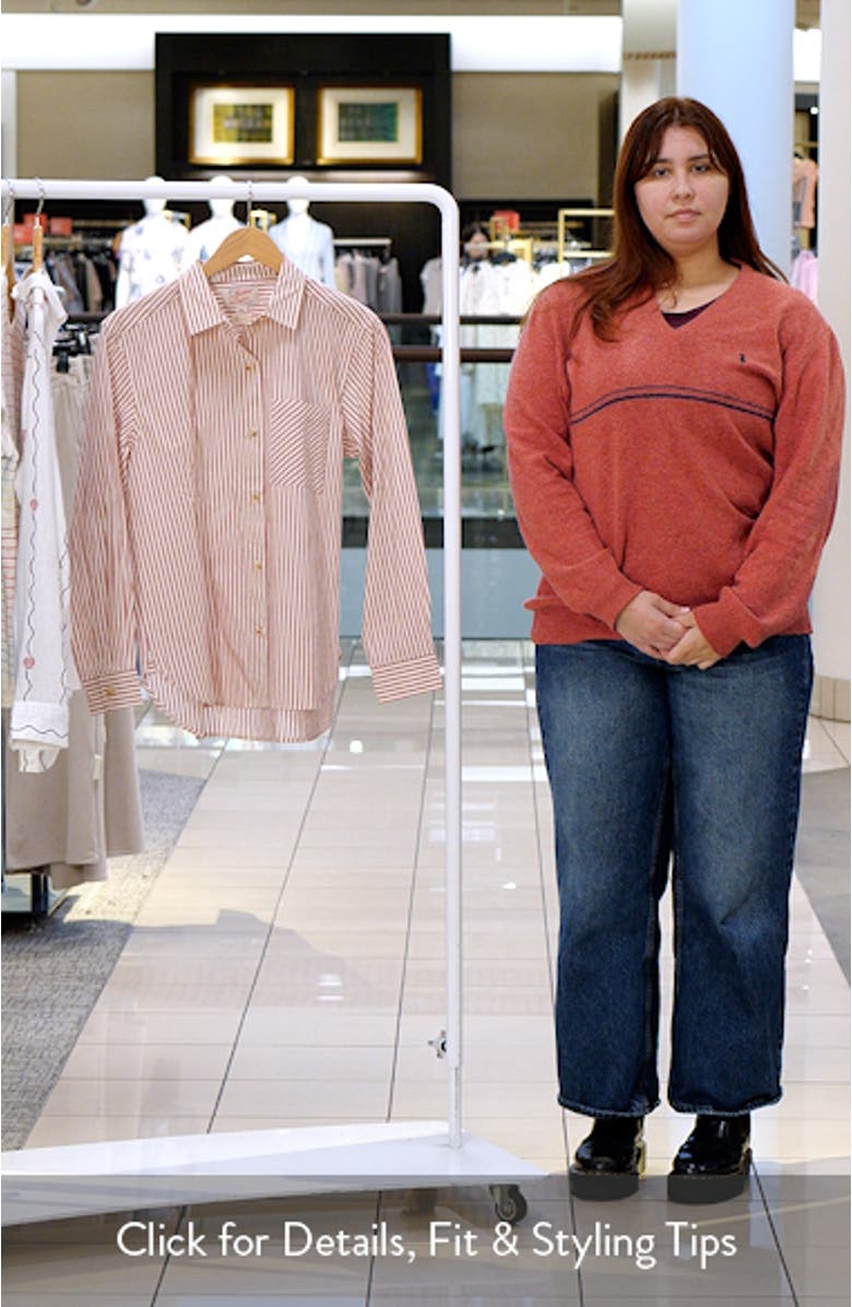 Jane California Relaxed Stripe Cotton Poplin Button-Up Shirt, sales video thumbnail