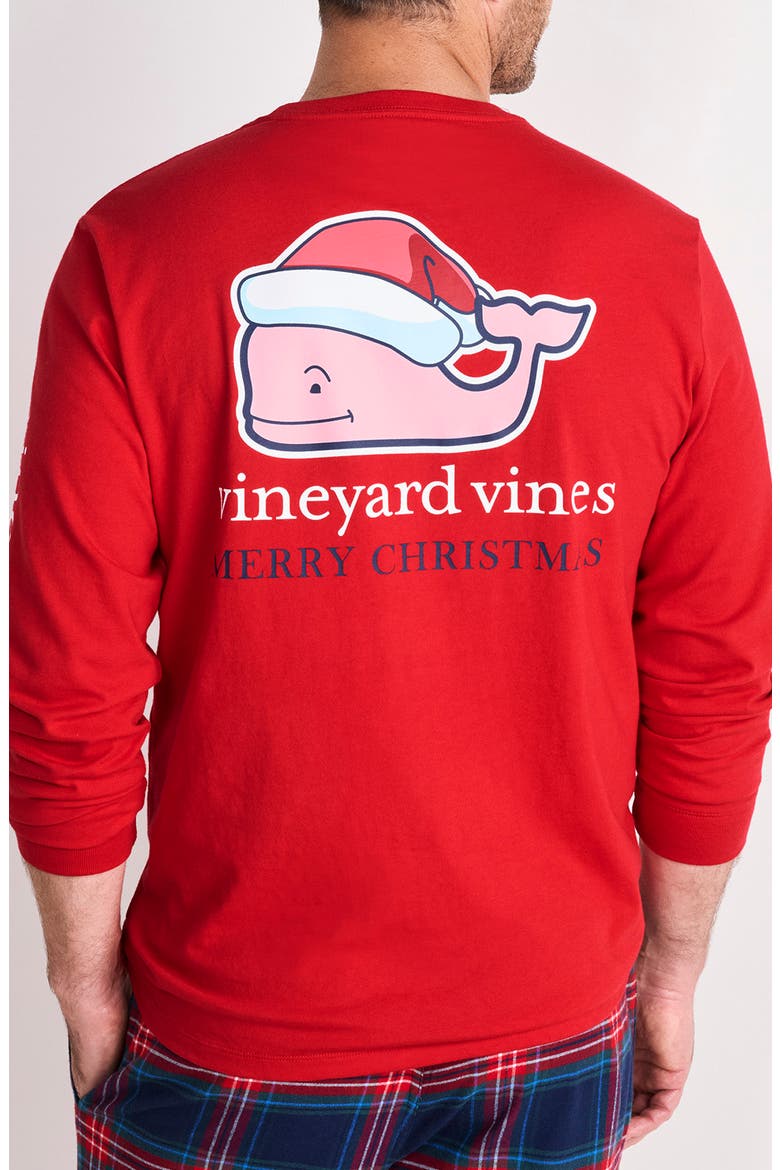 Santa Whale Cotton Graphic Long Sleeve T-Shirt, Alternate, color, RED VELVET