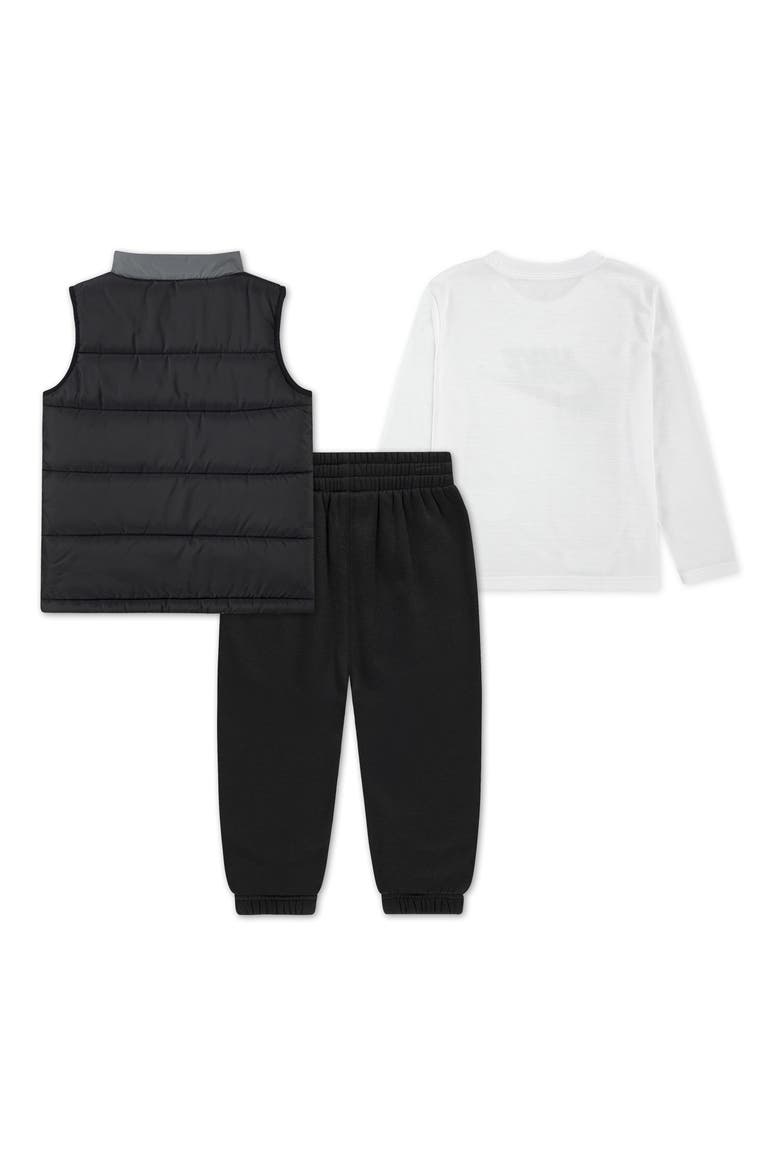 Kids' Long Sleeve T-Shirt, Vest & Joggers Set, Alternate, color, BLACK